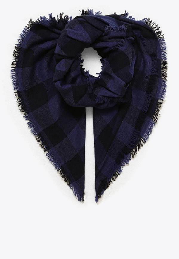 Checked Scarf with Fringe