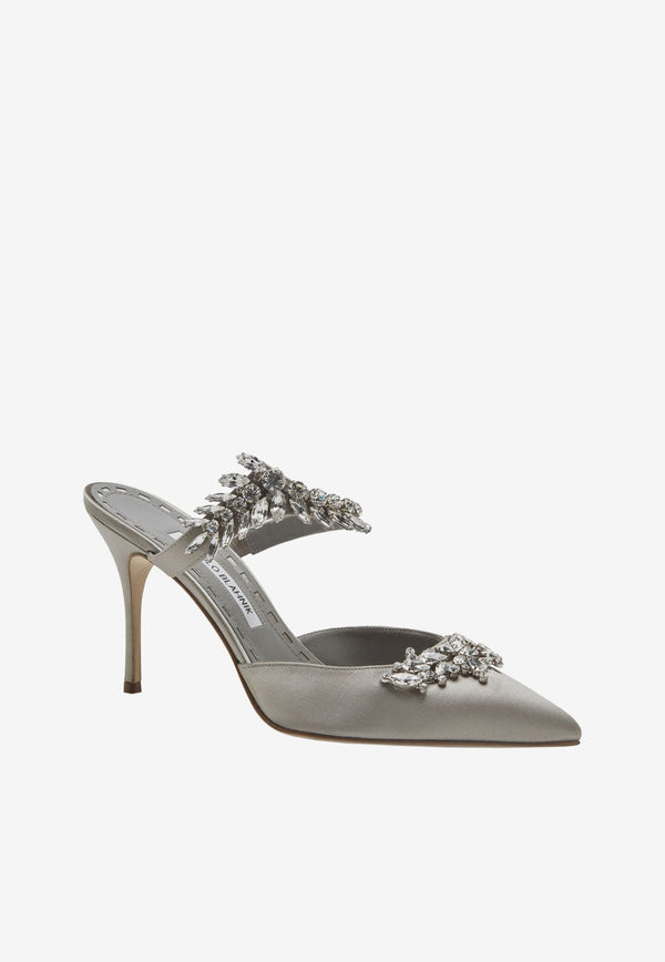 Lurum 90 Crystal-Embellished Mules in Satin