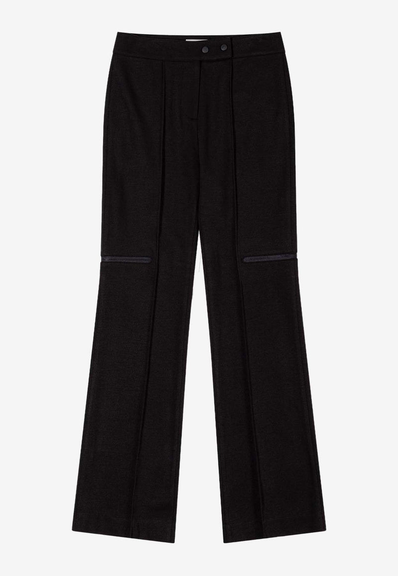 Pin-Tuck Bootcut Zip-Up Pants