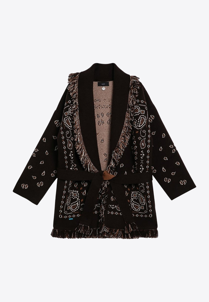 Paisley Jacquard Belted Cardigan