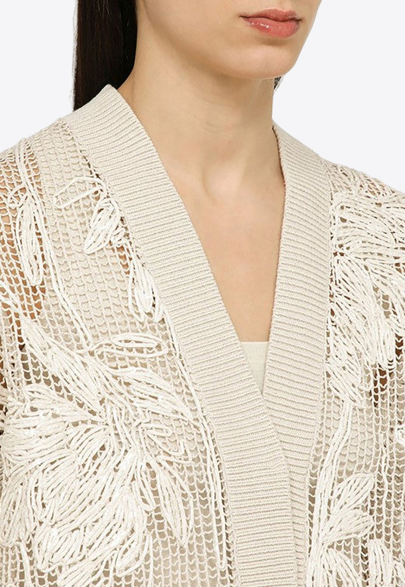 Net Embroidery Short-Sleeved Cardigan