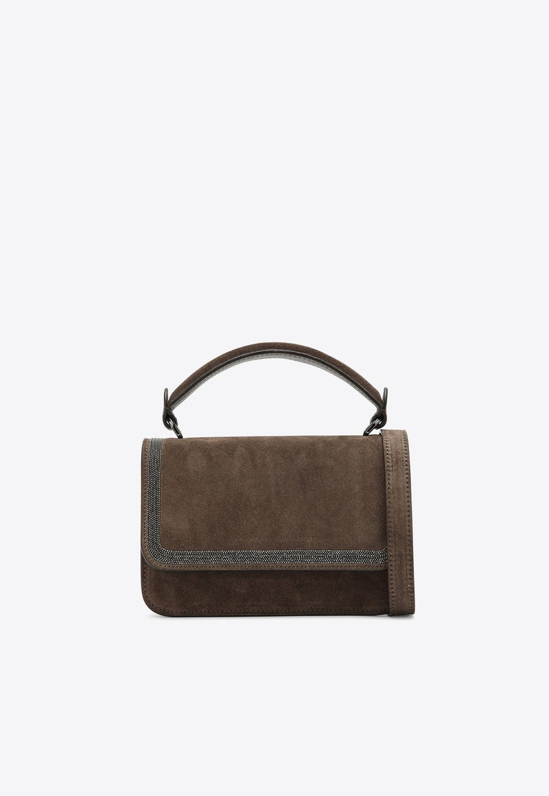 Small Suede Leather Top Handle Bag