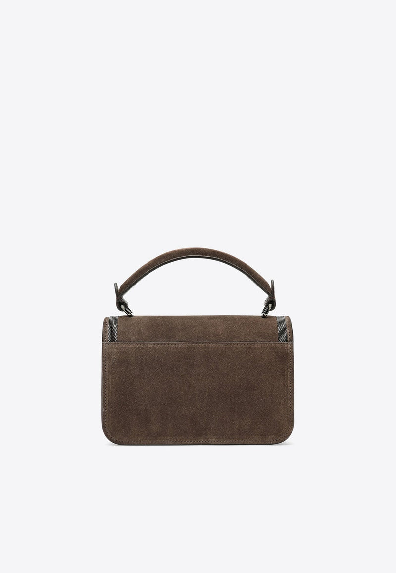 Small Suede Leather Top Handle Bag
