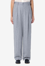 Striped Wool-Blend Tailored Pants