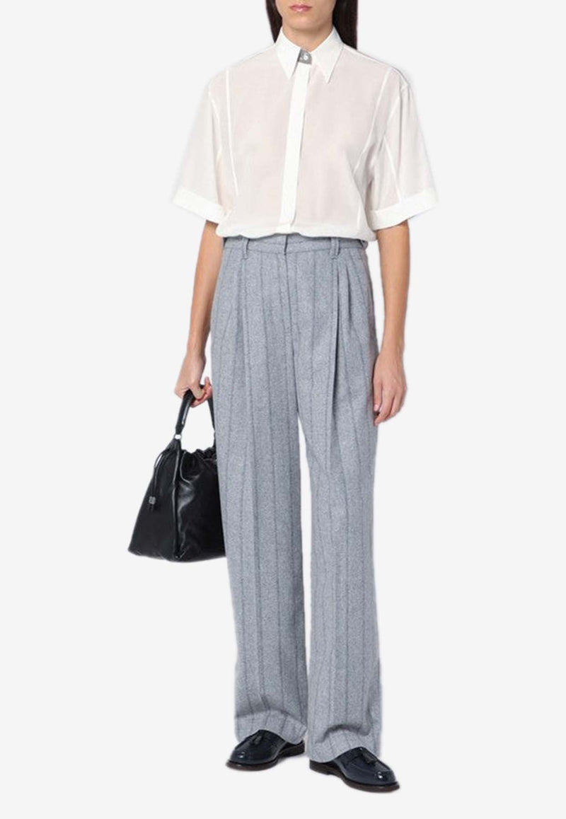 Striped Wool-Blend Tailored Pants