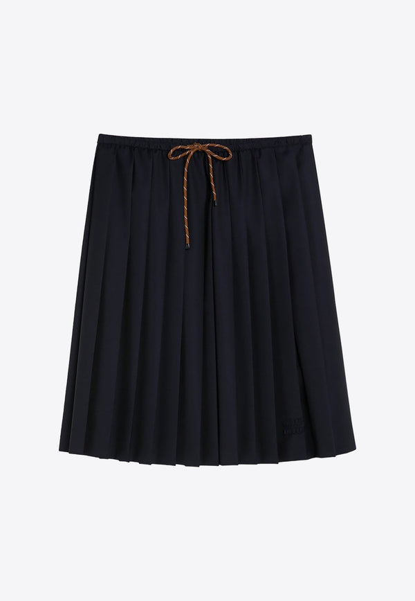 Pleated Batavia Wool Skirt