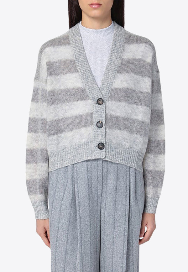 Striped Mohair-Blend Cardigan