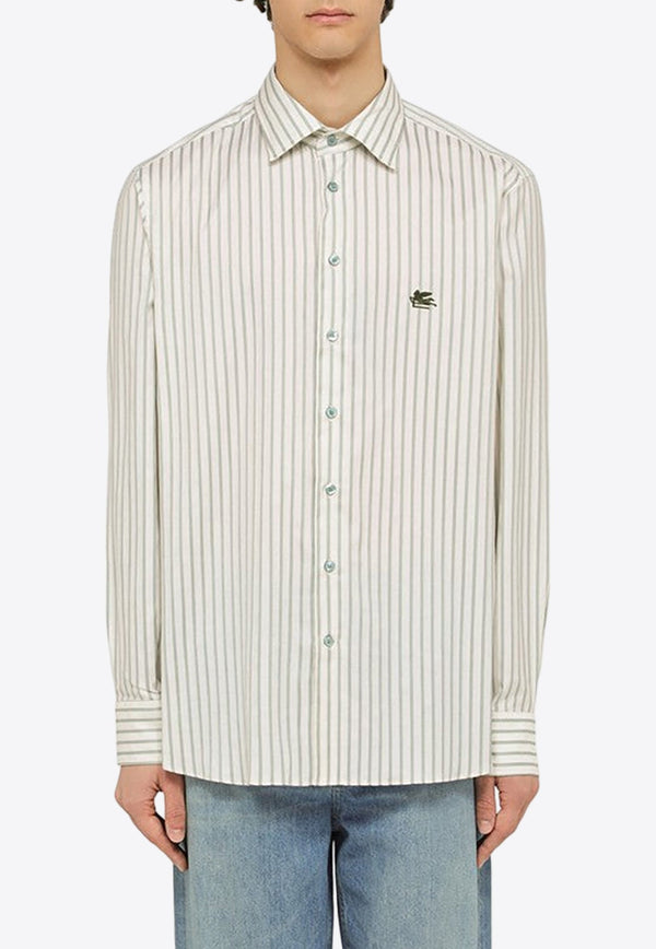 Logo Embroidered Striped Shirt