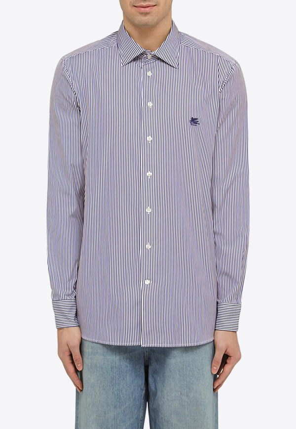 Logo Embroidered Striped Shirt