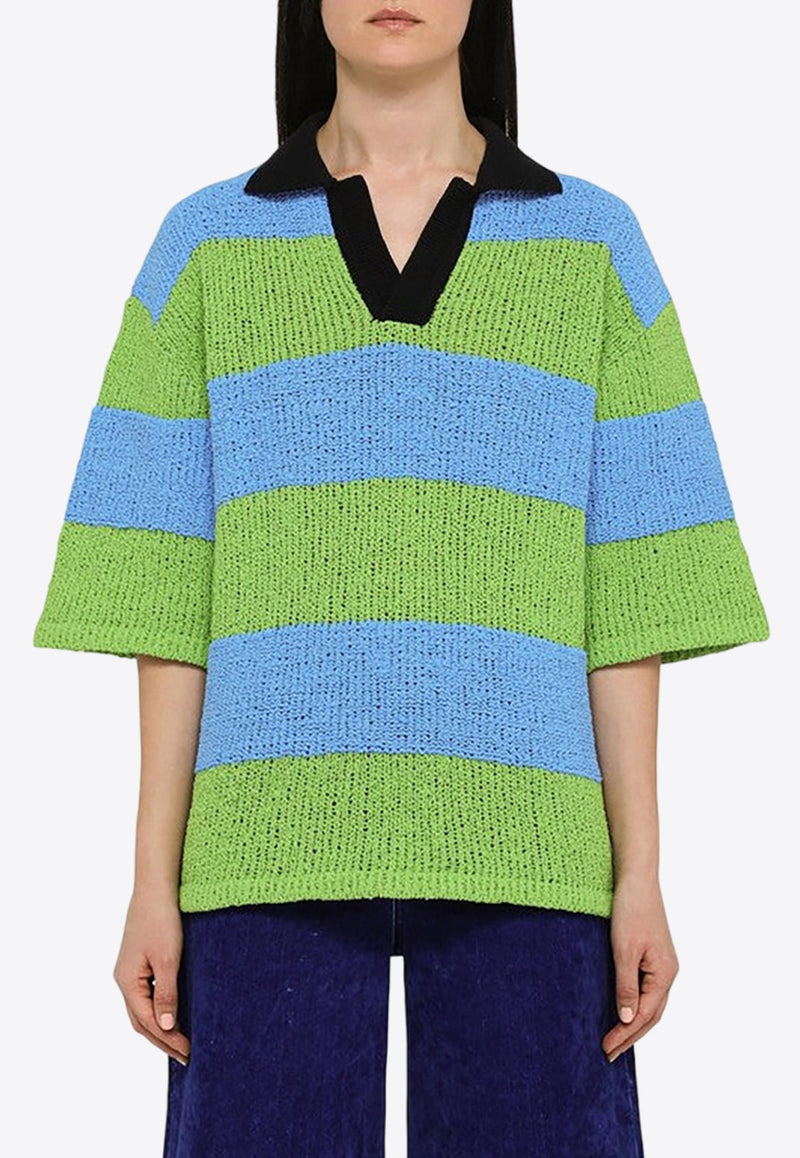 Striped Knitted Polo Shirt