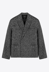 Double-Breasted Peak-Lapeled Blazer