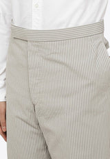 Seersucker Striped Tailored Pants