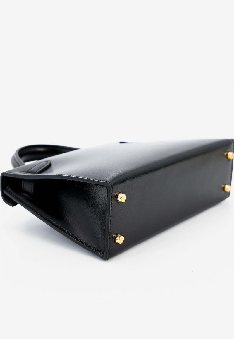 Mini Kelly II 20 in Black Box Calf Leather with Gold Hardware