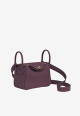 Mini Lindy 20 in Cassis Taurillon Clemence Leather with Gold Hardware