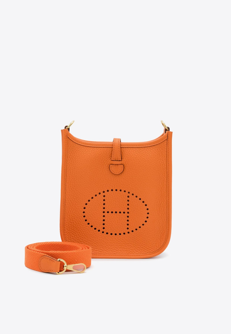 Mini Evelyne 16 in Orange Taurillon Clemence with Gold Hardware