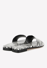 Zebra Print Leather Flat Sandals