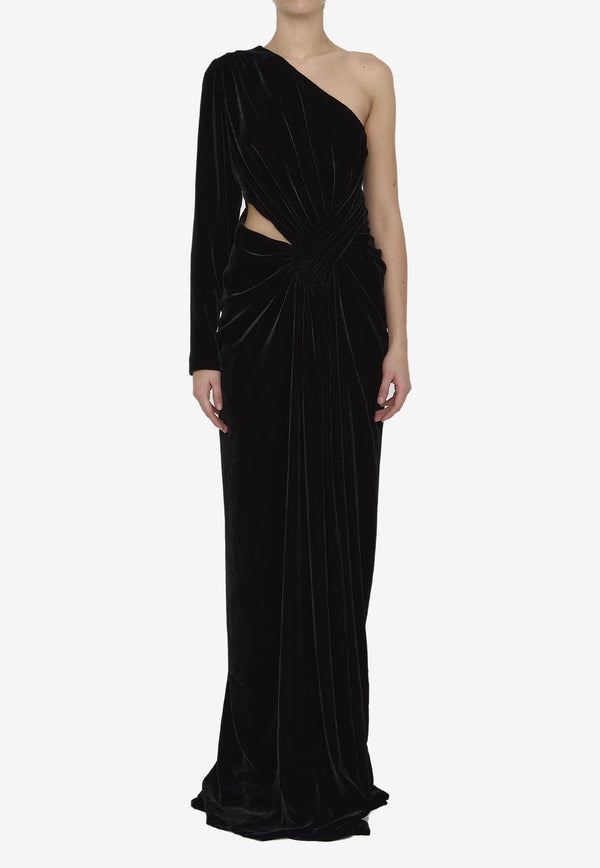 Velvet One-Shoulder Maxi Dress