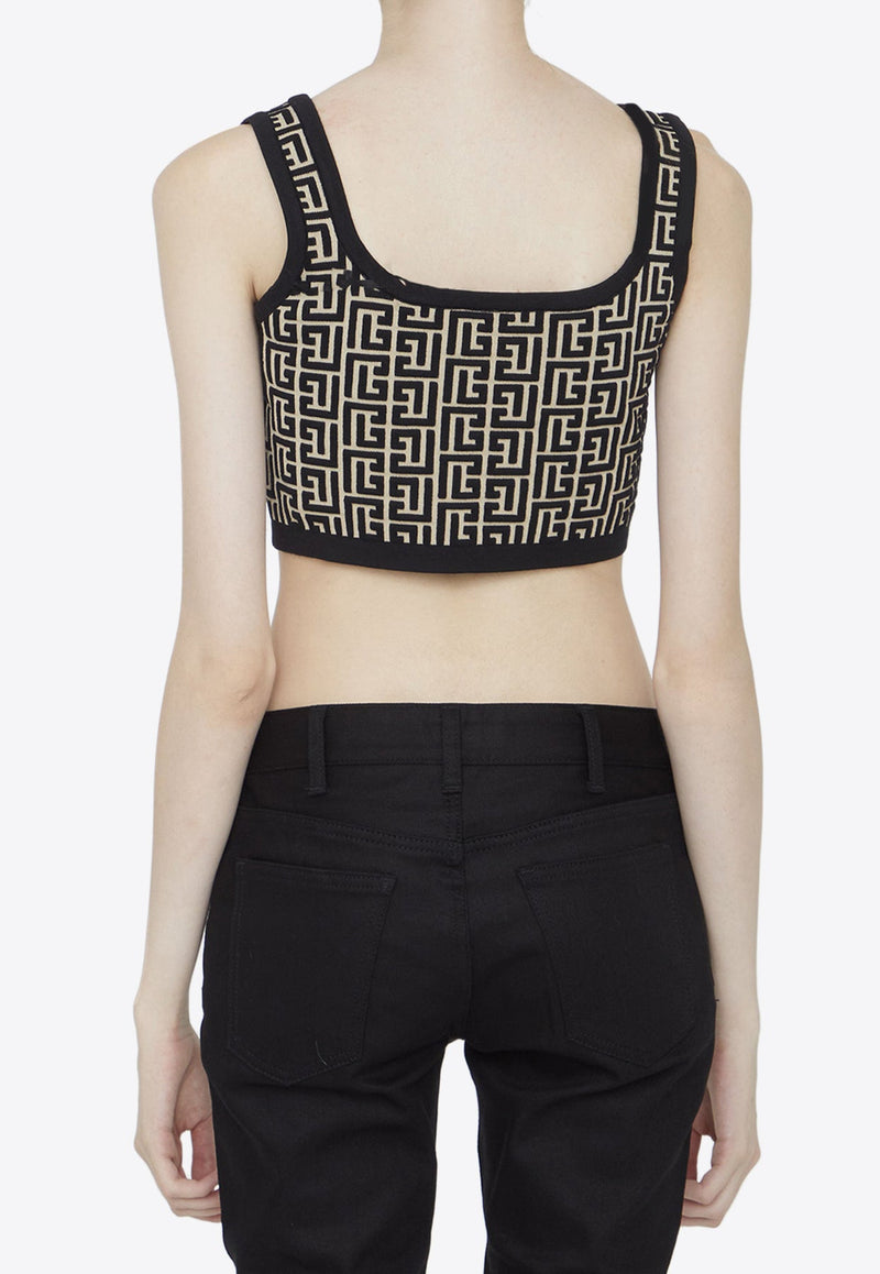 Monogram Knit Cropped Top in Wool Blend