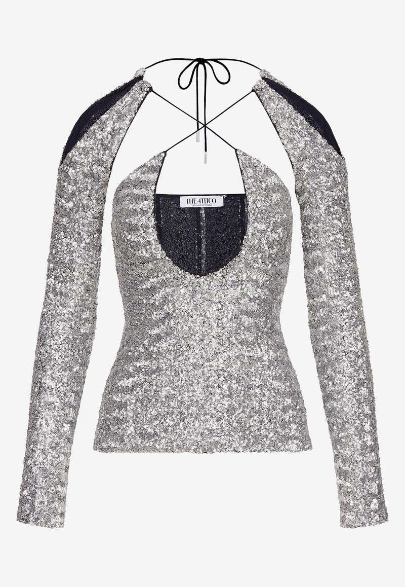 Zane Sequined Cut-Out Top