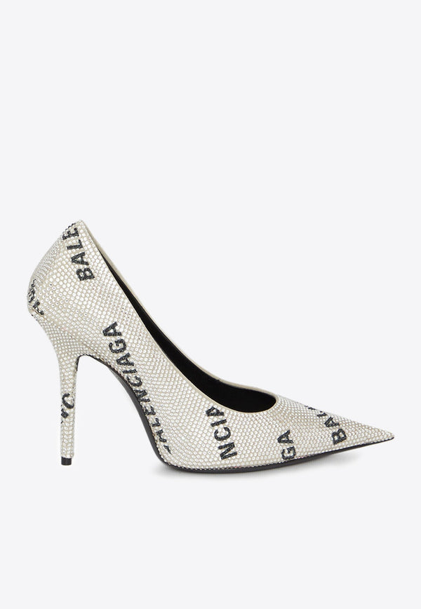 Square Knife 110 Crystal-Embellished Pumps