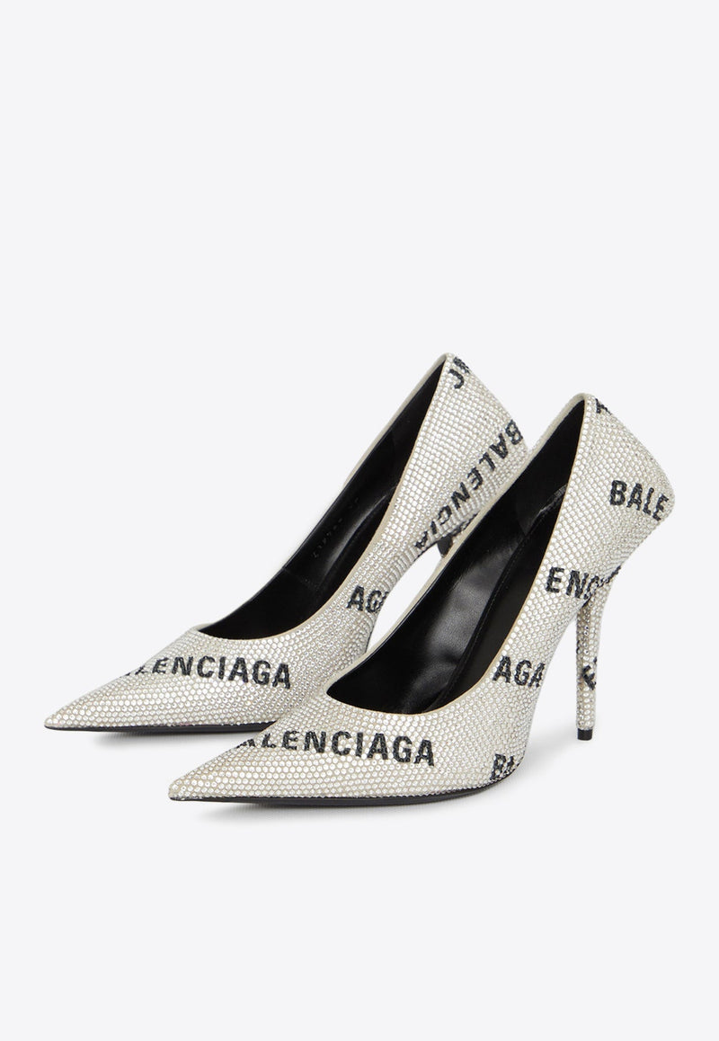 Square Knife 110 Crystal-Embellished Pumps