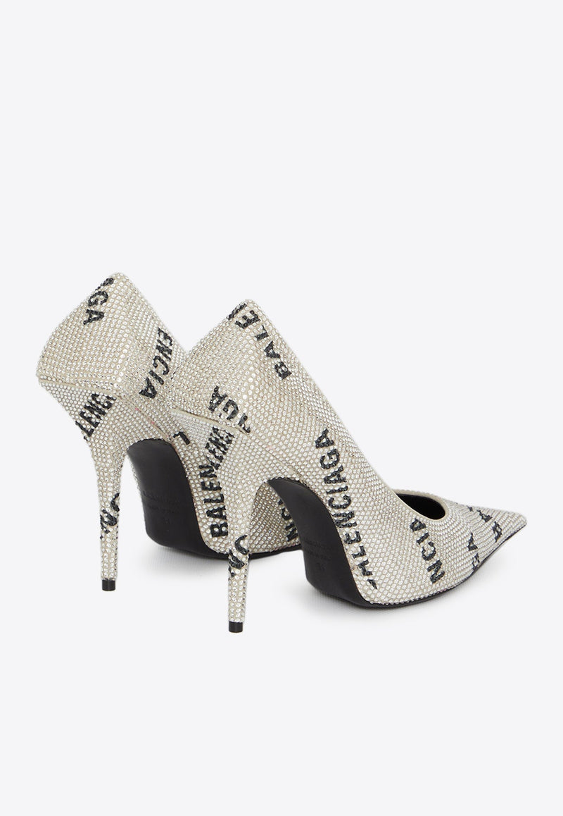 Square Knife 110 Crystal-Embellished Pumps