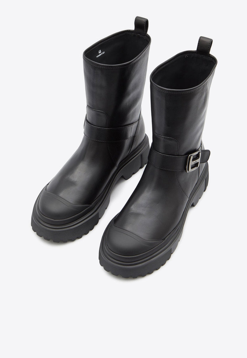 H619 Biker Boots in Leather