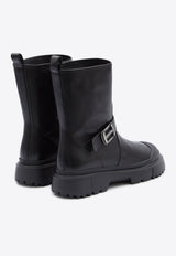 H619 Biker Boots in Leather