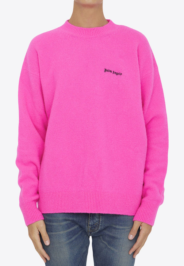 Logo Embroidery Wool Blend Sweater