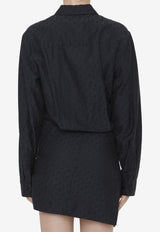 Logo Jacquard Mini Shirt Dress in Silk Blend