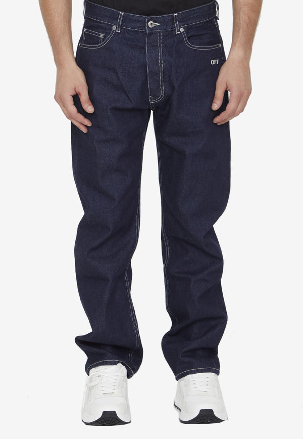 Logo-Embroidered Straight-Leg Jeans