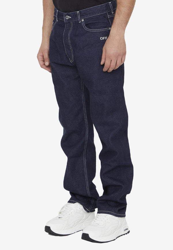 Logo-Embroidered Straight-Leg Jeans