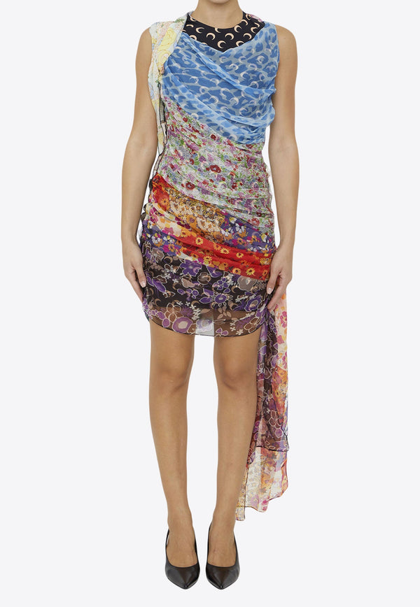 Regenerated Scarves Draped Mini Dress