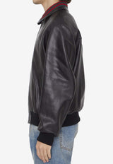 Signature Web Leather Bomber Jacket