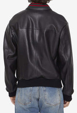 Signature Web Leather Bomber Jacket