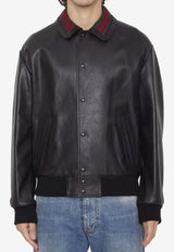 Signature Web Leather Bomber Jacket