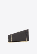 Asymmetrical Crystal Buckle Satin Clutch