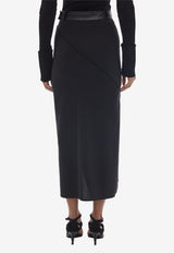 High-Rise Midi Skirt in Wool Blend