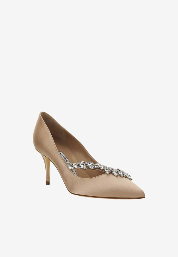 Nadira 70 Crystal-Embellished Satin Pumps