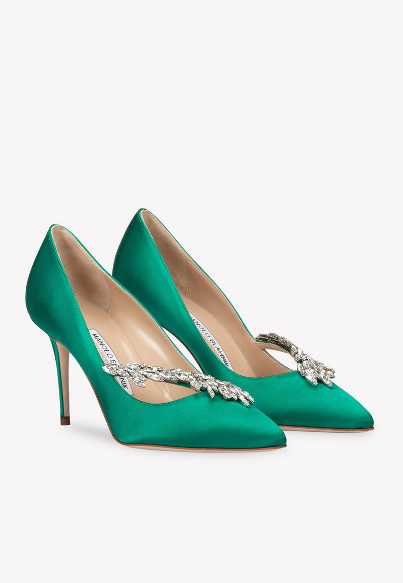 Nadira 90 Crystal Embellished Satin Pumps