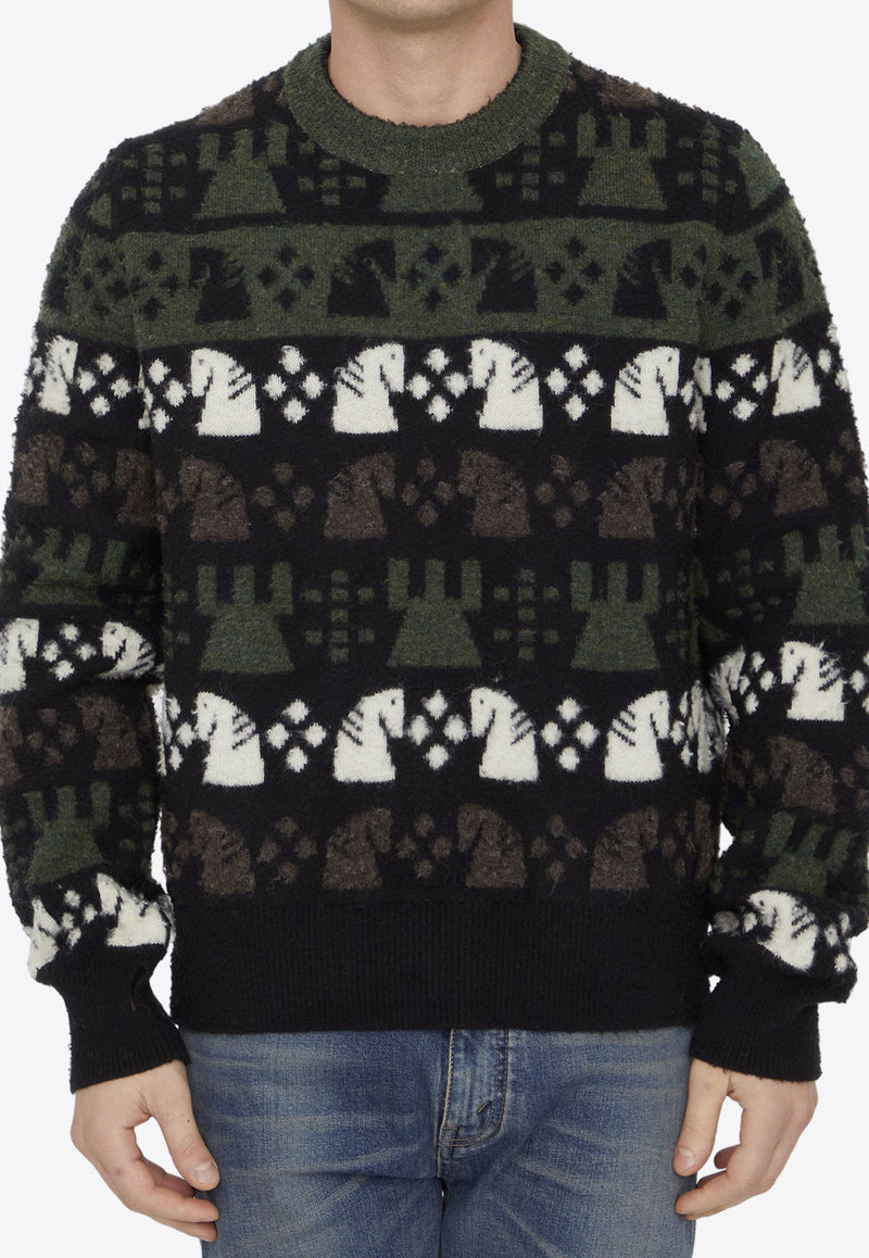 Chess Pattern Crewneck Sweater