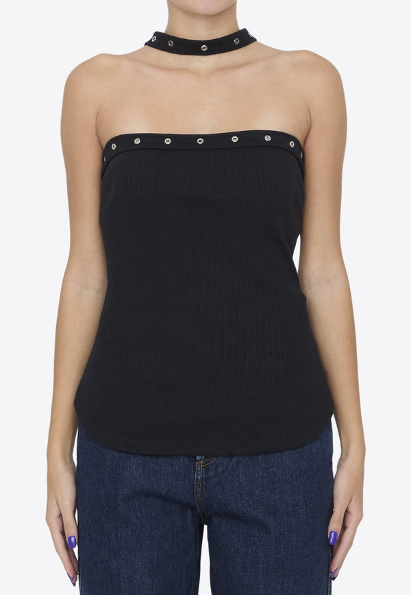 Halterneck Sleeveless Ribbed Top