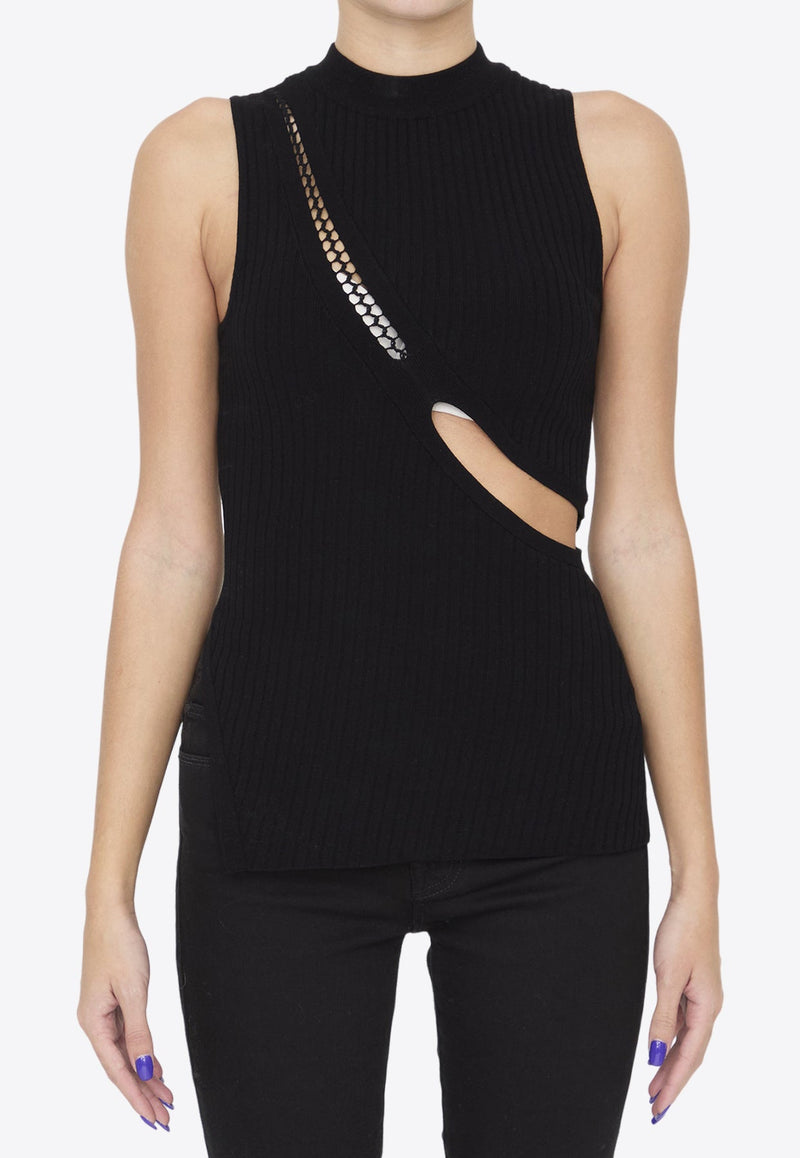 Cut-Out Sleeveless Rib Knit Top