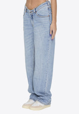 Nameplate Chain Straight-Leg Jeans