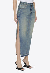 Devon Side-Slit Denim Midi Skirt