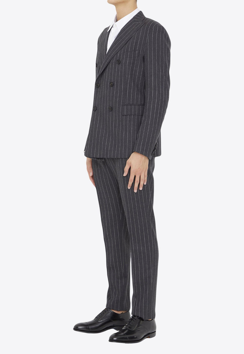 Pinstriped Two-Piece Wool Suit