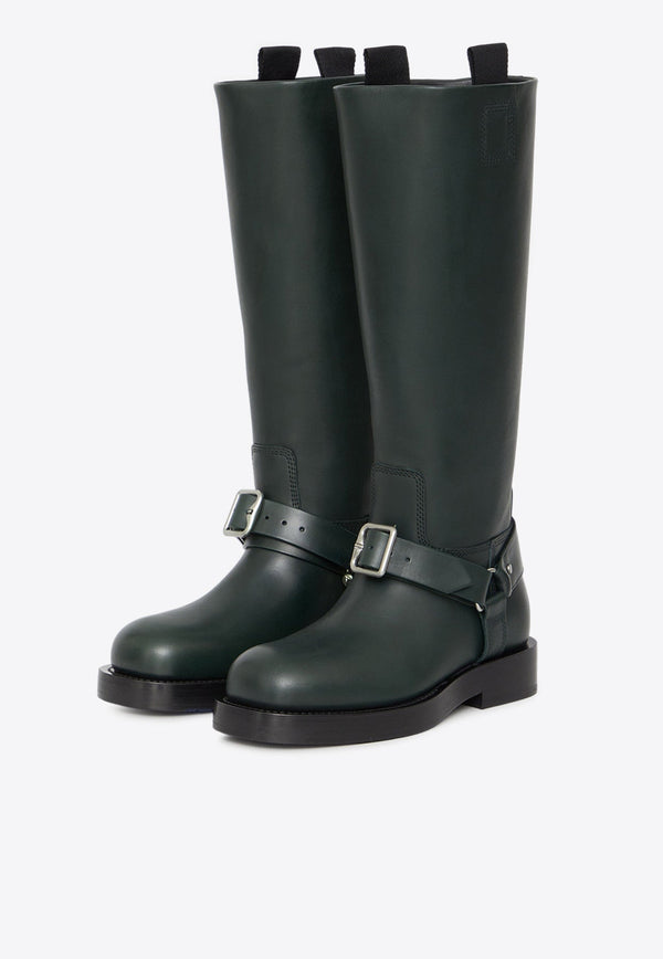 Saddle Knee-High Boots in Calf Leather