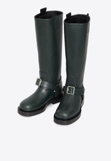 Saddle Knee-High Boots in Calf Leather