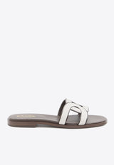 Logo Strap Leather Flat Sandals