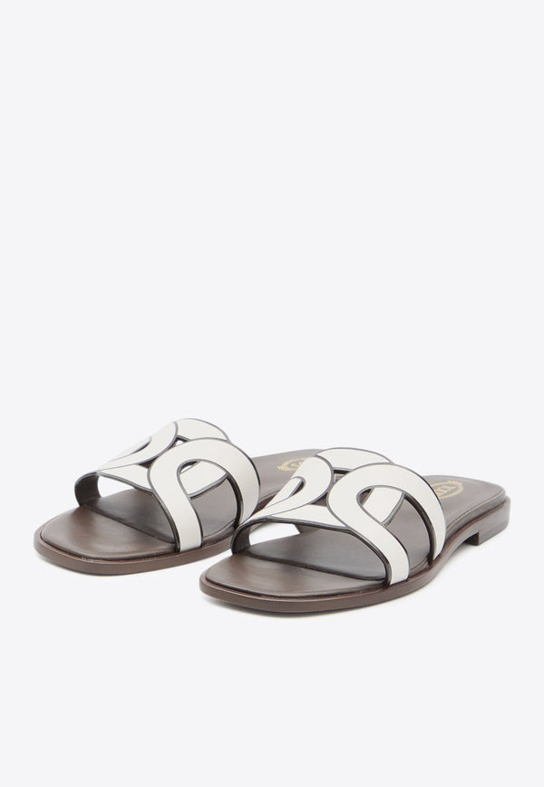 Logo Strap Leather Flat Sandals